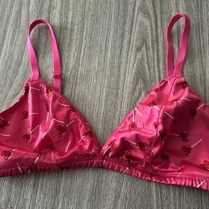 Victoria's Secret Tease Wireless Triangle Bralette Heart Lollipops Large